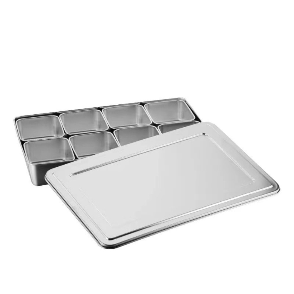 Food Storage And Preparation - 6/8 Grid Seasoning Storage Box Stainless