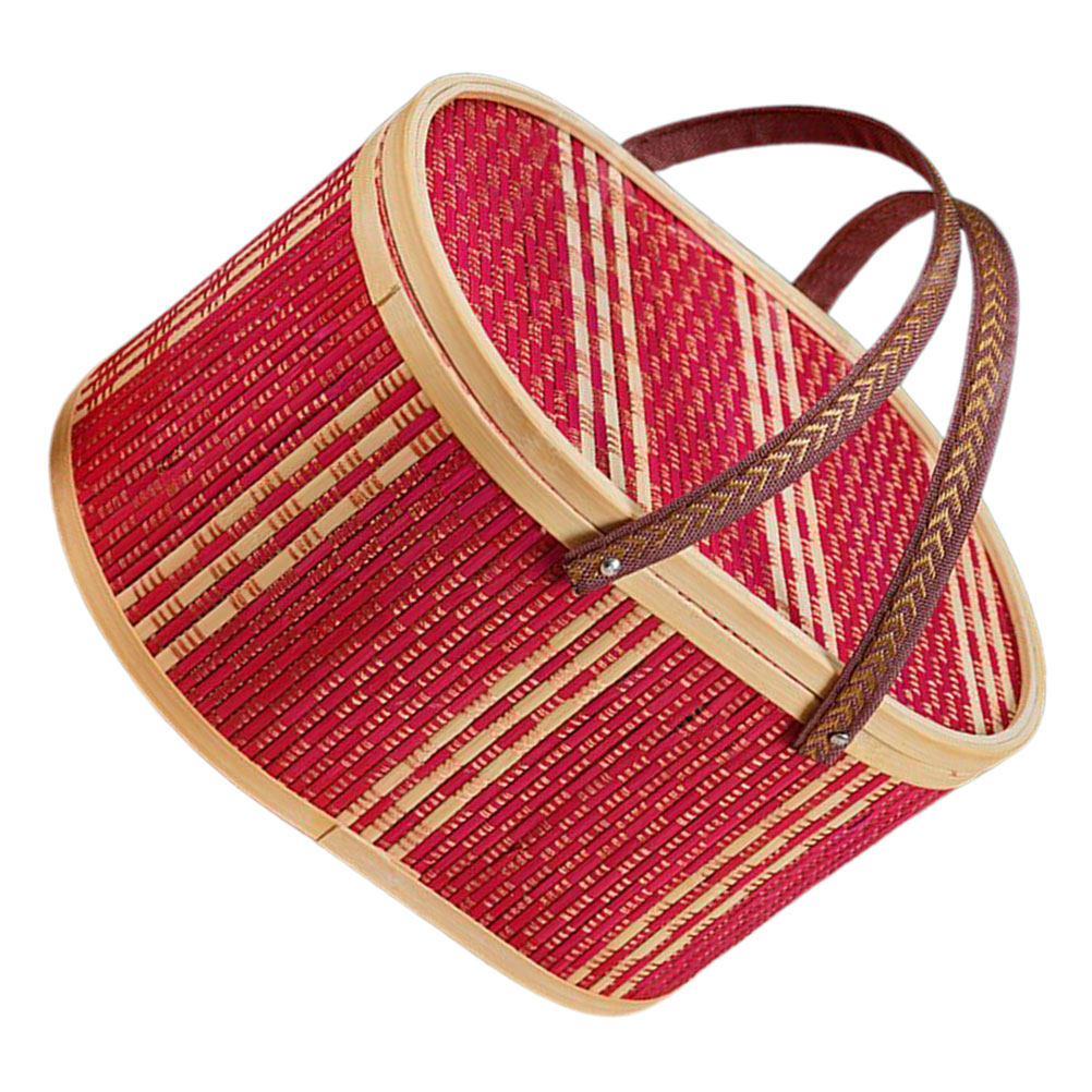 Food Storage Handling - Oval Shaped Bamboo Woven Basket Portable