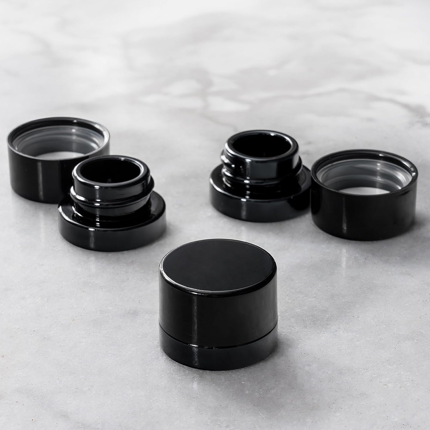 Food Storage With Glass Lids - 5ml Thick Black Glass Jars with