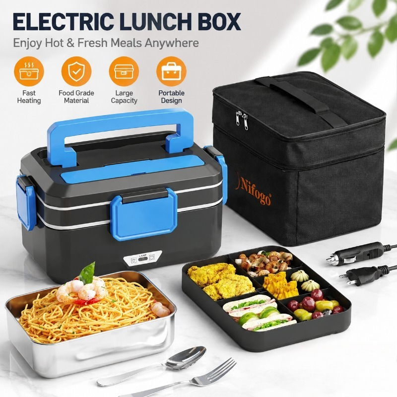 Food Storage Bag Organizer - Dual‑Use Electric Heated Lunch Box, 12V