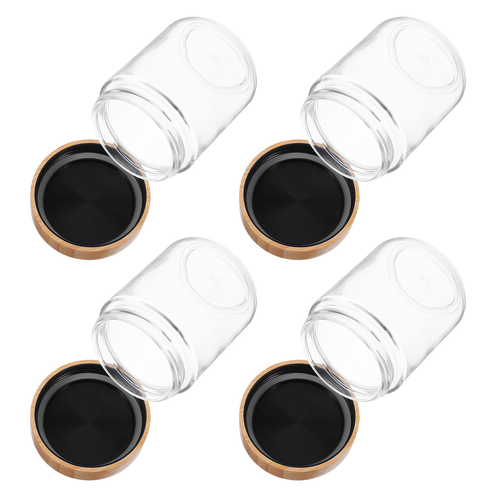 Food Storage With Lids - 4Pcs Glass Kitchen Storage Jars Bamboo