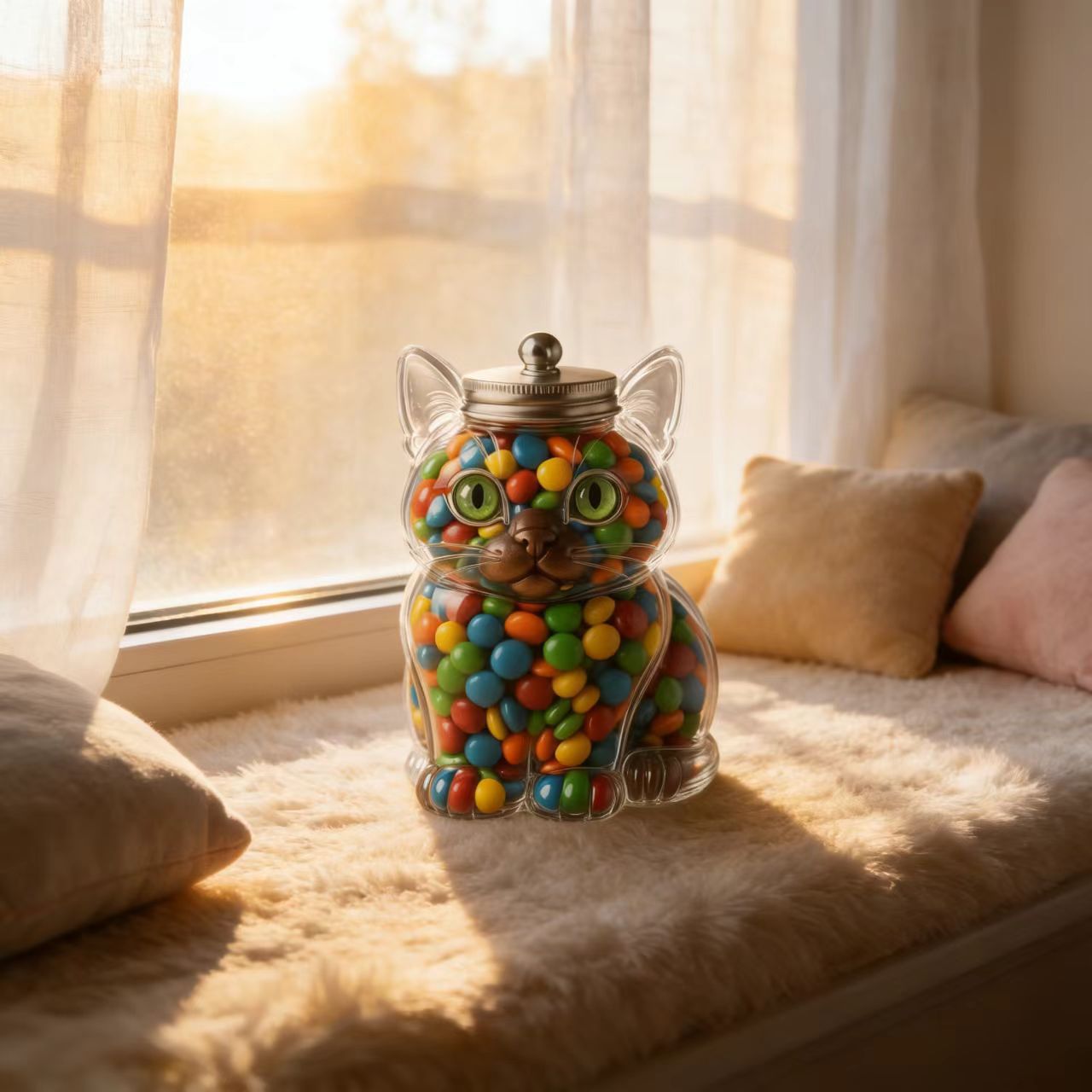 Cute Cat Shaped Glass Candy Ja - Food Storage With Glass Lids review and price