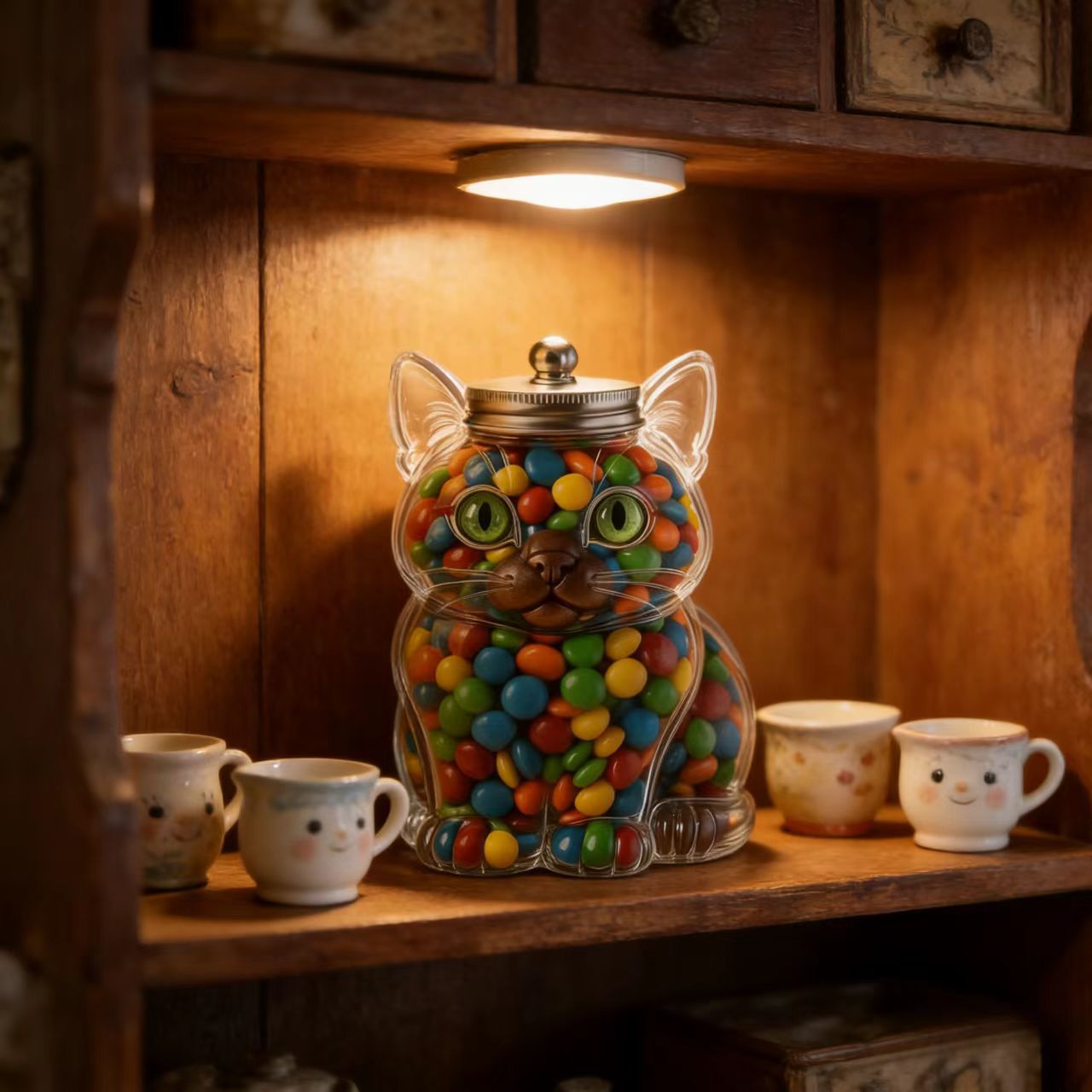 Cute Cat Shaped Glass Candy Ja - Food Storage With Glass Lids review and price