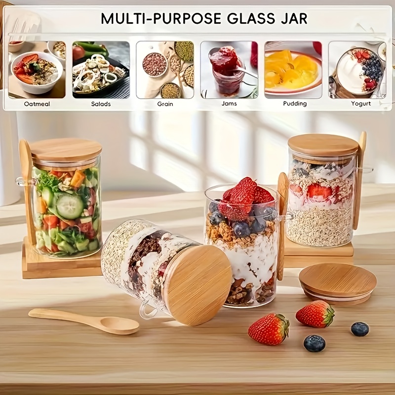 1/2/4/8Pcs Oatmeal Glass Cup S - Food Storage With Glass Lids review and price