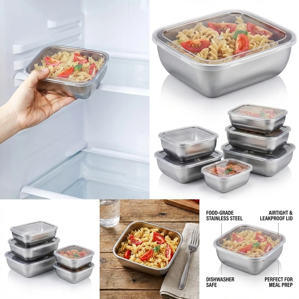 6PCS Stainless Steel Food Stor - Food Storage Stainless Steel review and price