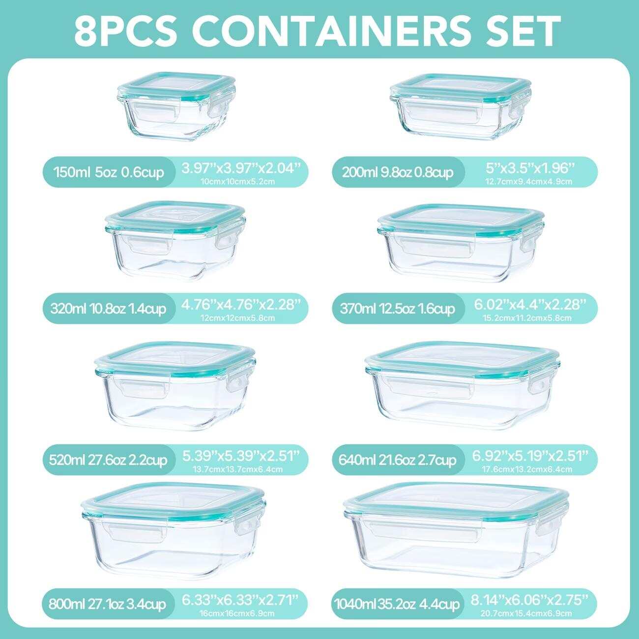 16pcs Sealed Glass Food Storag - Food Storage With Glass Lids review and price