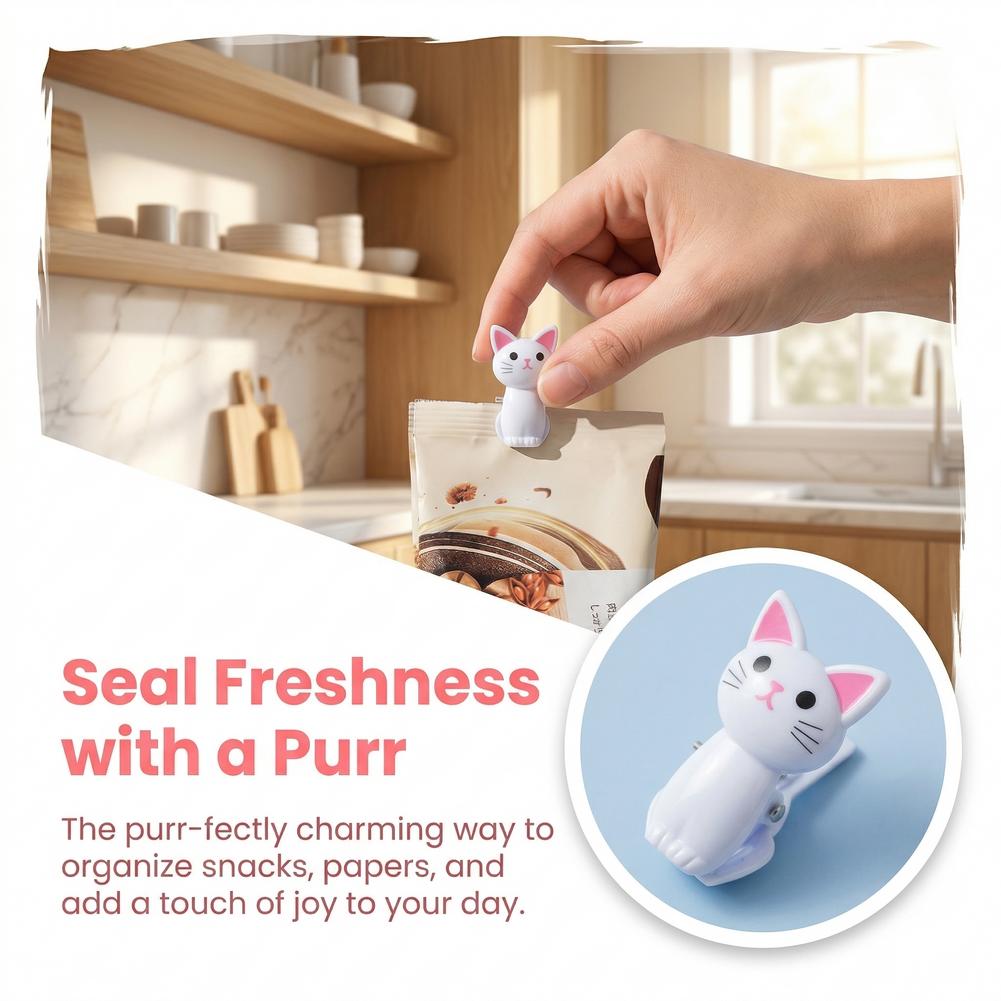 Cute Cat Shaped Bag Clips Reus - Food Storage Reusable Bags review and price