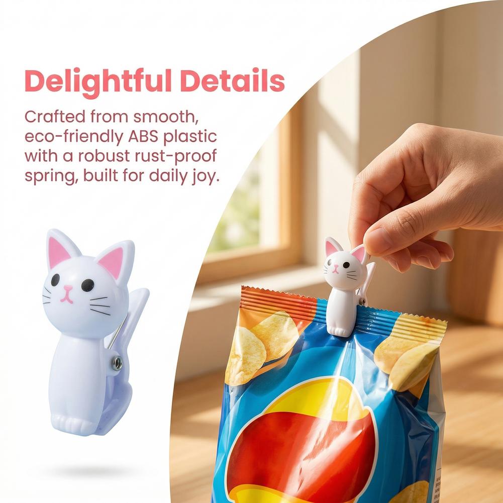Cute Cat Shaped Bag Clips Reus - Food Storage Reusable Bags review and price